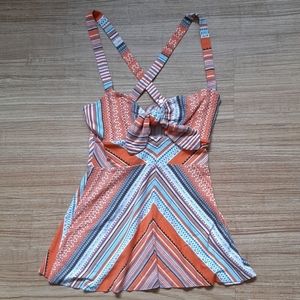 Free People patterned tank top with tie top